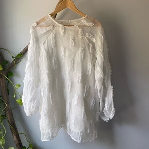 Hidden Label White Sheer Sleeve Mini Dress Size Small